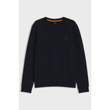 BOSS Orange Cotton Terry Sweatshirt With Logo Patch In Dark Blue