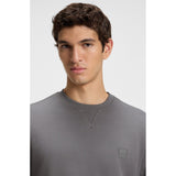 BOSS Orange Cotton Terry Sweatshirt With Logo Patch In Grey