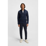 BOSS Orange Cotton Terry Tracksuit Bottoms With Logo Patch In Dark Blue
