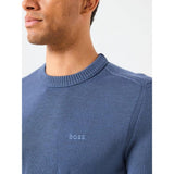 BOSS Orange Crew Neck Knitted Jumper In Blue