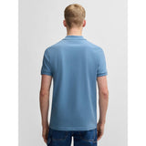 BOSS Orange Half Zip Polo In Open Blue