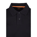 BOSS Orange Interlock Long Sleeve Polo In Black