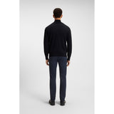 BOSS Orange Logo-Patch Cotton And Cashmere Zip-Neck Sweater In Dark Blue