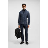 BOSS Orange Regular Fit In Cotton Flannel Shirt In Blue