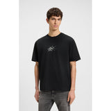 BOSS Orange Relaxed-Fit Cotton T-Shirt With Logo Artwork In Black