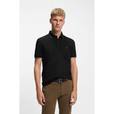 BOSS Orange Slim-Fit Polo Shirt In Stretch-Cotton Piqué In Black