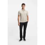 BOSS Orange Slim Fit Stretch Cotton Satin Trousers In Black