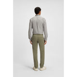 BOSS Orange Slim-Fit Stretch Cotton Satin Trousers In Olive Green