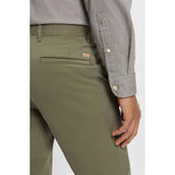 BOSS Orange Slim-Fit Stretch Cotton Satin Trousers In Olive Green