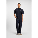 BOSS Orange Slub-Cotton T-Shirt With Rear Graphic Print In Dark Blue