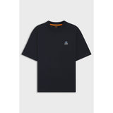 BOSS Orange Slub-Cotton T-Shirt With Rear Graphic Print In Dark Blue