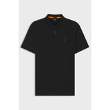 BOSS Orange Stretch-Cotton Slim-Fit Polo Shirt With Logo Patch In Black