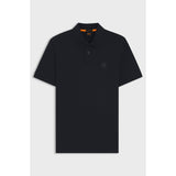 BOSS Orange Stretch Cotton Slim Fit Polo Shirt With Logo Patch In Dark Blue