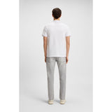 BOSS Orange Stretch Cotton Slim Fit Polo Shirt With Logo Patch In White