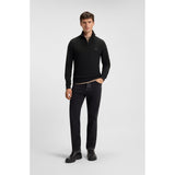 BOSS Orange Terry Cotton Zip-Neck Sweatshirt With Logo Patch In Black