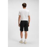 BOSS Orange Terry Drawstring Cotton Shorts With Logo Badge In Black