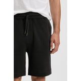 BOSS Orange Terry Drawstring Cotton Shorts With Logo Badge In Black