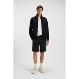 BOSS Orange Terry Drawstring Cotton Shorts With Logo Badge In Black