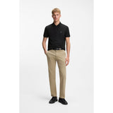 BOSS Orange Zip-Neck Slim-Fit Stretch Cotton Polo Shirt In Black