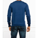 BOSS Regular-Fit Wool Sweater With Embroidered Logo In Blue