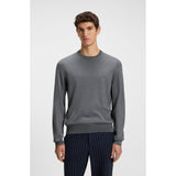 BOSS Regular-Fit Wool Sweater With Embroidered Logo In Grey