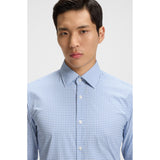 BOSS Slim-Fit Checked Performance Stretch Poplin Shirt In Light Blue