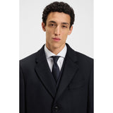 BOSS Slim Fit Wool And Cashmere Coat In Dark Blue