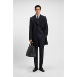 BOSS Slim Fit Wool And Cashmere Coat In Dark Blue