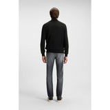 BOSS Zip-Neck Wool Sweater In Black