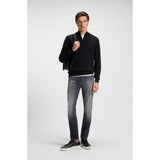 BOSS Zip-Neck Wool Sweater In Black