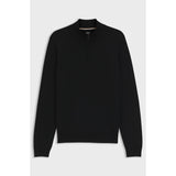 BOSS Zip-Neck Wool Sweater In Black