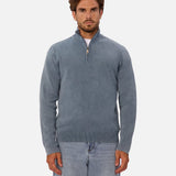 Industrie The Lakewood Zip Neck Knit in Washed Lagoon