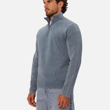Industrie The Lakewood Zip Neck Knit in Washed Lagoon