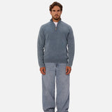Industrie The Lakewood Zip Neck Knit in Washed Lagoon