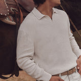 Industrie The New England Polo Knit in Ivory Marble