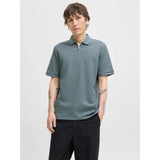 Jack & Jones Austin Zip Polo Shirt In Stormy Weather Grey