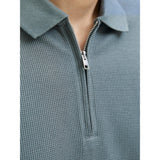 Jack & Jones Austin Zip Polo Shirt In Stormy Weather Grey