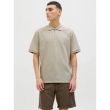 Jack & Jones Eaustin Zip Polo In Moonbeam