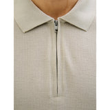 Jack & Jones Eaustin Zip Polo In Moonbeam