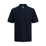 Jack & Jones Eaustin Zip Polo In Navy Blazer