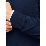 Jack & Jones Emil Plain Knit Quarter Zip In Navy Blazer