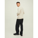 Jack & Jones Emil Plain Knit Quarter Zip In Oatmeal