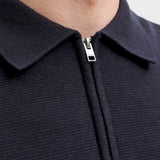 Jack & Jones Knitted Polo In Blue/Night Sky