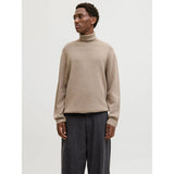 Jack & Jones Knitted Roll Neck Pullover In Beige
