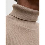 Jack & Jones Knitted Roll Neck Pullover In Beige