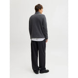 Jack & Jones Plain Knit Quarter Zip In Dark Grey Melange