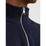 Jack & Jones Plain Knit Quarter Zip In Night Sky
