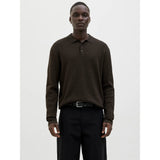 Jack & Jones Plain Knitted Polo In Delicioso