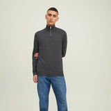 Jack & Jones Plain Quarter Zip Dark Grey Melange
