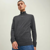 Jack & Jones Plain Quarter Zip Dark Grey Melange